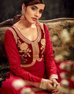 Maroon embroidered georgette  salwar 4