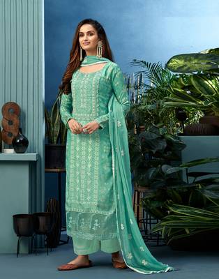 Green embroidered viscose salwar 1