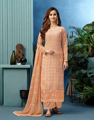 Orange embroidered viscose salwar 1