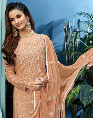Orange embroidered viscose salwar 2