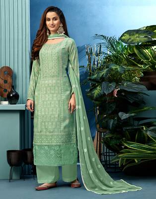 Green embroidered viscose salwar 1