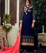 Blue embroidered pure georgette salwar