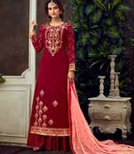 Red embroidered pure georgette salwar