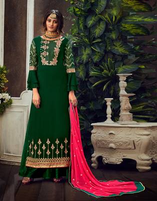 Green embroidered pure georgette salwar 2
