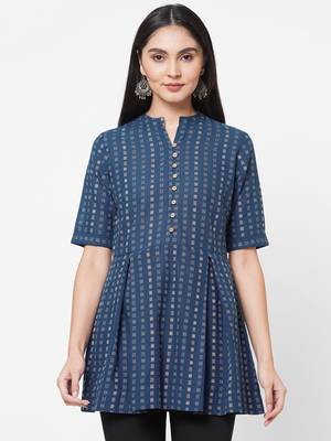Blue woven cotton tunics 1