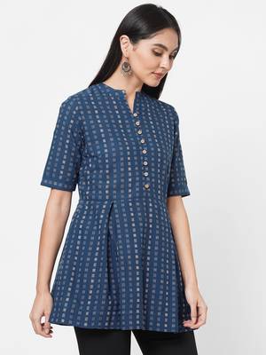 Blue woven cotton tunics 3