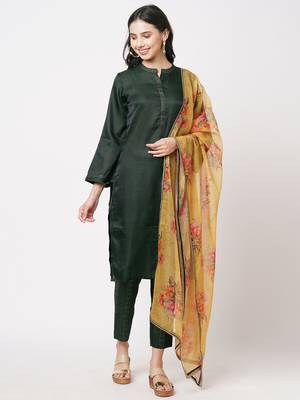 Green printed silk ethnic-kurtis 1