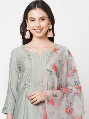 Grey embroidered silk ethnic-kurtis 5