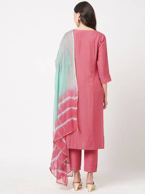 Pink embroidered viscose ethnic-kurtis 2
