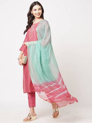 Pink embroidered viscose ethnic-kurtis 4