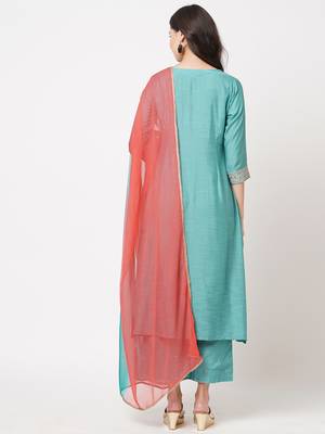 Blue embroidered viscose ethnic-kurtis 2