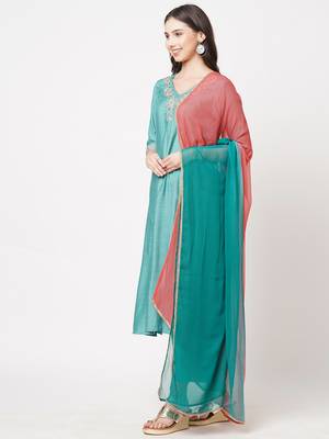 Blue embroidered viscose ethnic-kurtis 4