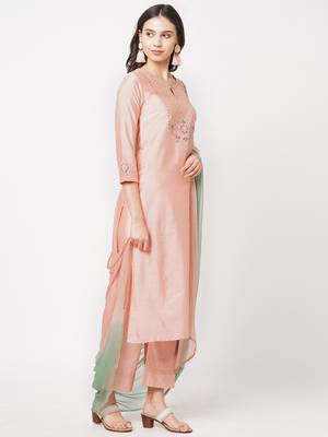 Peach embroidered viscose ethnic-kurtis 3