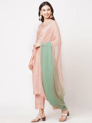 Peach embroidered viscose ethnic-kurtis 4