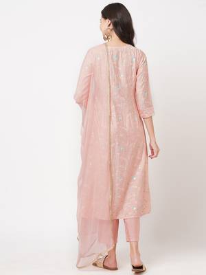 Light-pink embroidered viscose ethnic-kurtis 2