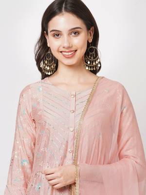 Light-pink embroidered viscose ethnic-kurtis 5