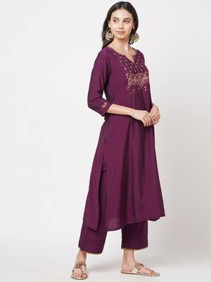 Purple embroidered silk ethnic-kurtis 3