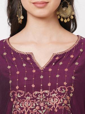 Purple embroidered silk ethnic-kurtis 5