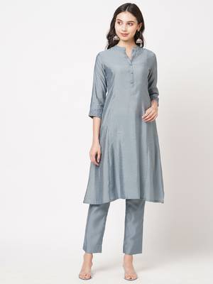Blue embroidered viscose ethnic-kurtis 1