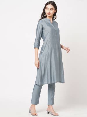 Blue embroidered viscose ethnic-kurtis 3