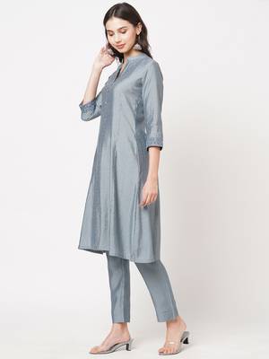 Blue embroidered viscose ethnic-kurtis 4