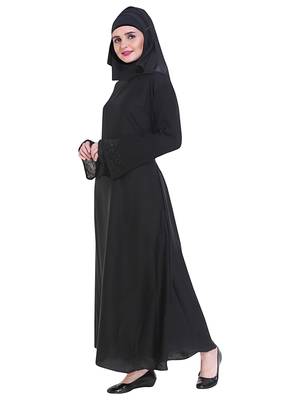 Black plain art silk abaya 1