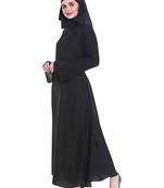 Black plain art silk abaya