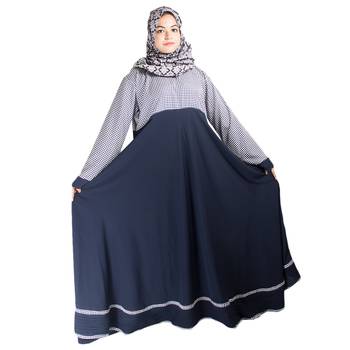 Blue printed crepe abaya 1