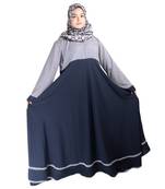 Blue printed crepe abaya