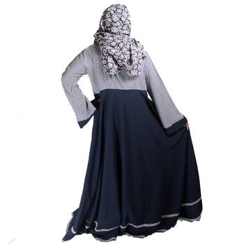 Blue printed crepe abaya 2