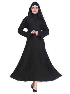 Black plain art silk abaya 3