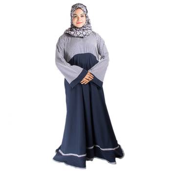 Blue printed crepe abaya 3