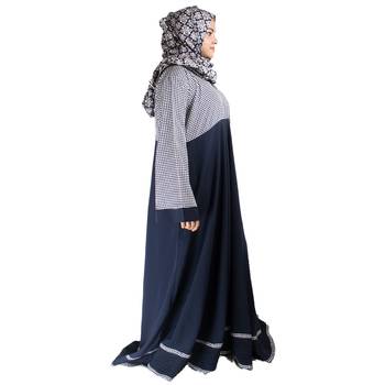 Blue printed crepe abaya 4