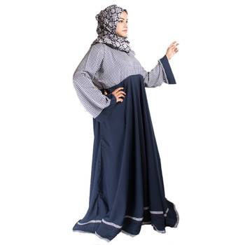 Blue printed crepe abaya 5