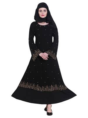 Black brasso polyester abaya 1