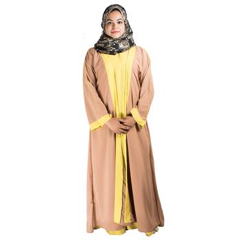 Beige plain crepe abaya 1