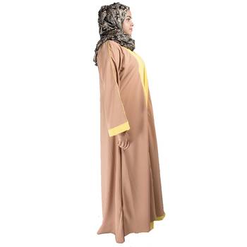 Beige plain crepe abaya 3