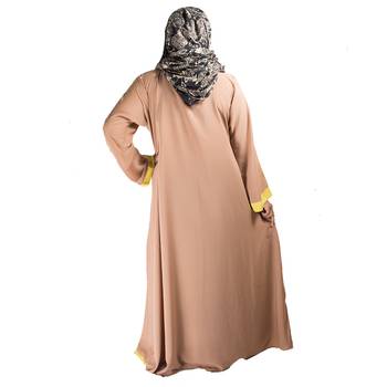 Beige plain crepe abaya 4