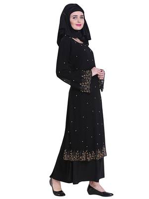 Black brasso polyester abaya 4