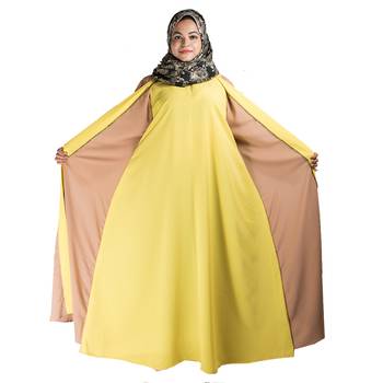 Beige plain crepe abaya 5
