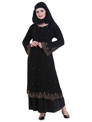 Black brasso polyester abaya 5