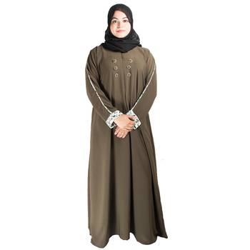 Brown plain crepe abaya 1