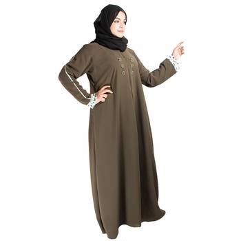 Brown plain crepe abaya 2