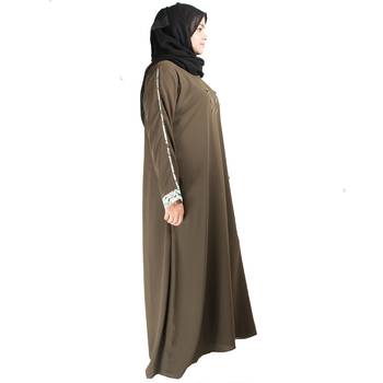 Brown plain crepe abaya 3