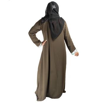 Brown plain crepe abaya 4