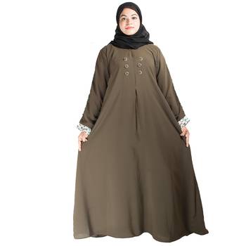 Brown plain crepe abaya 5