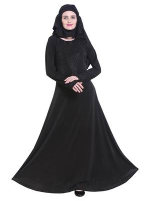 Black brasso polyester abaya 1