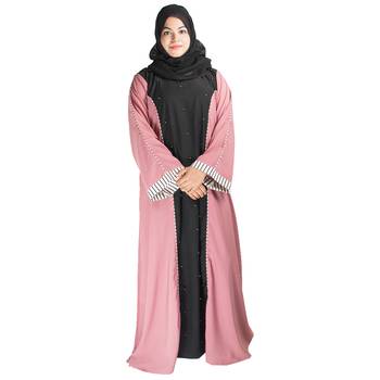 Pink brasso crepe abaya 1