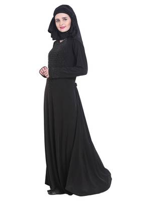 Black brasso polyester abaya 3