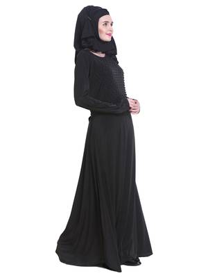 Black brasso polyester abaya 4